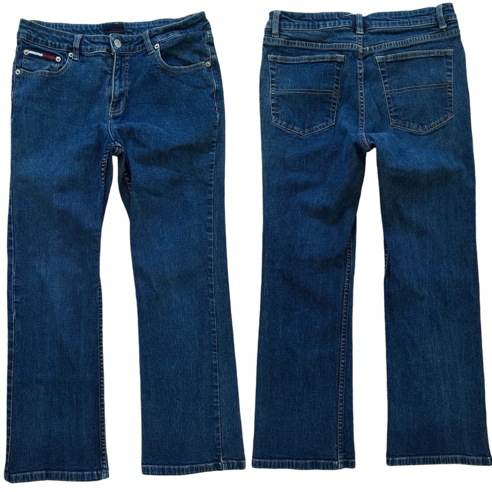 Vintage Tommy Hilfiger Dark Wash Mid Rise Zipper Fly Bootcut Jeans Size 11 JR